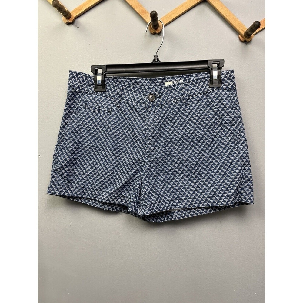 Gap Shorts Womens‎ 2 Blue White Geometric Triangle Print Chino Cotton Casual 02R